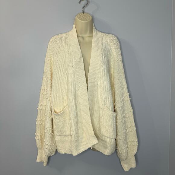 MADEWELL Bobble Cardigan Sweater Open Front Oversized Lighthouse Bright Ivory 2X - Picture 3 of 13
